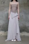 Marc Le Bihan irregular wrinkled silk skirt series 2503 deadwood rose